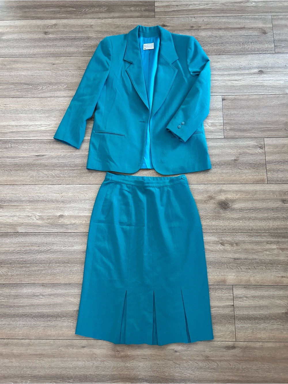 Pendleton Teal Two-Piece Blazer and Skirt Suit Wool Vintage Business Casual READ
